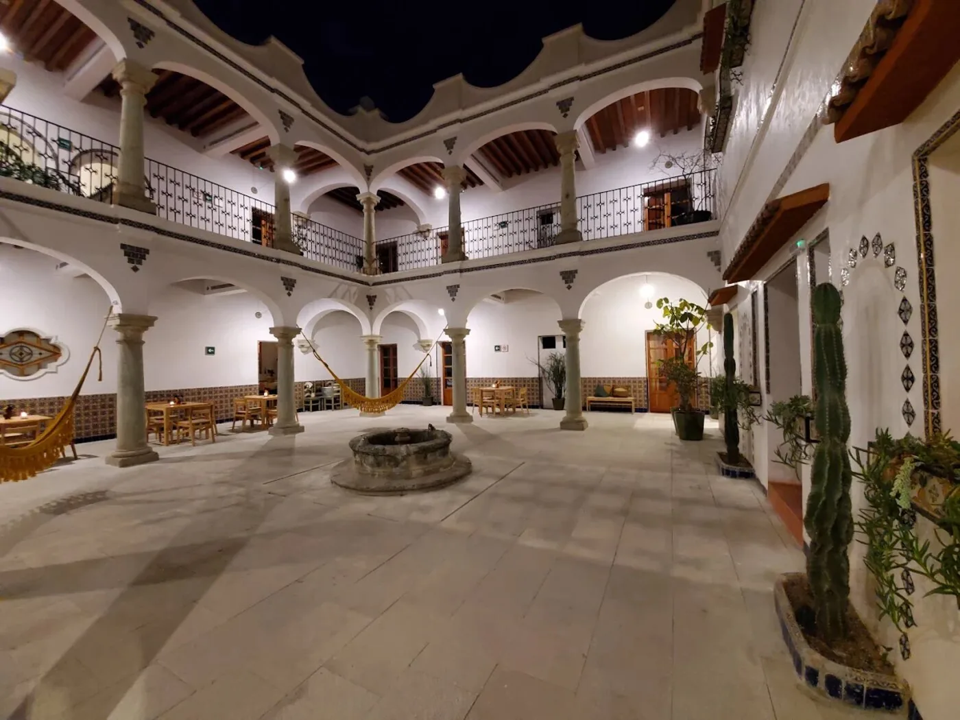 Grana hotel courtyard at night