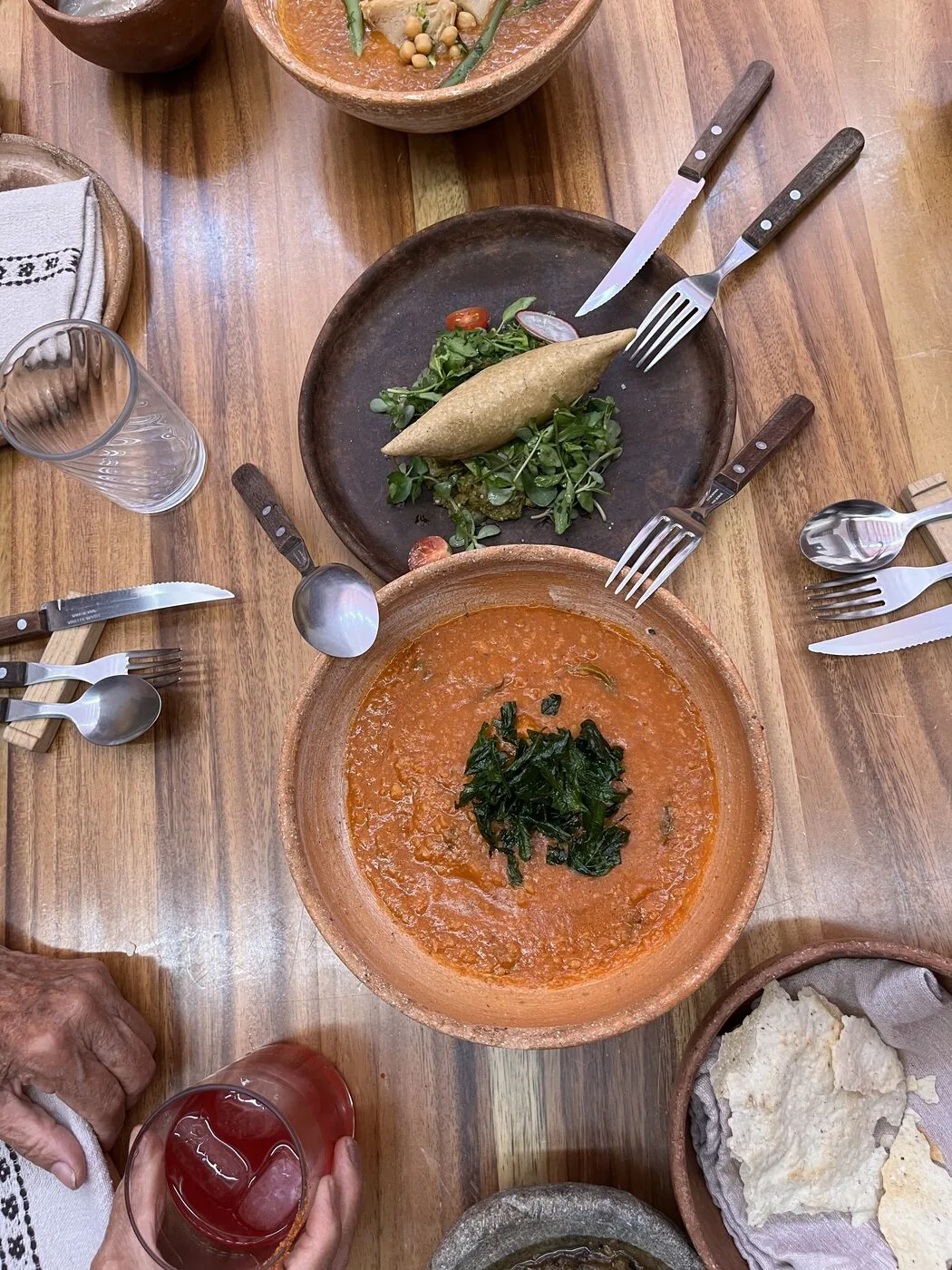 Traditional soup and table setting